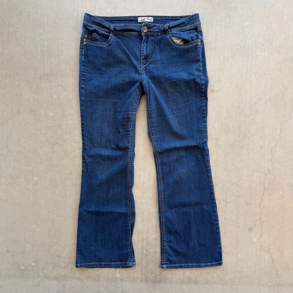 L.E.I Sophia Bootcut Jeans Womens Juniors 17 Y2K Low Rise Stretch Dark Wash Deni